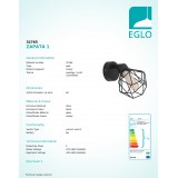 EGLO 32765 | Zapata Eglo spot lámpa elforgatható alkatrészek 1x G9 360lm 3000K fekete, borostyán