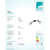 EGLO 32766 | Zapata Eglo spot lámpa elforgatható alkatrészek 2x G9 720lm 3000K fekete, borostyán