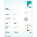 EGLO 32821 | Fabessa Eglo függeszték lámpa 1x E27 matt nikkel, fehér