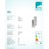 EGLO 32898 | Riga-5 Eglo falikar lámpa henger mozgásérzékelő 2x GU10 480lm 3000K IP44 nemesacél, rozsdamentes acél, áttetsző