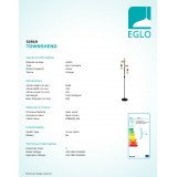 EGLO 32919 | Townshend Eglo álló lámpa 166,5cm vezeték kapcsoló 2x E27 fekete, barna