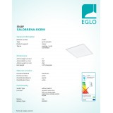 EGLO 33107 | Salobrena-RGBW Eglo álmennyezeti RGBW LED panel négyzet távirányító szabályozható fényerő, színváltós 1x LED 2400lm 4000K fehér