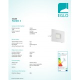 EGLO 33155 | Faedo Eglo fényvető lámpa - Samsung Chip négyzet elforgatható alkatrészek 1x LED 4800lm 4000K IP65 fehér, áttetsző