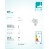 EGLO 33156 | Faedo Eglo fényvető lámpa - Samsung Chip mozgásérzékelő, fényérzékelő szenzor - alkonykapcsoló elforgatható alkatrészek 1x LED 900lm 4000K IP44 fehér, áttetsző