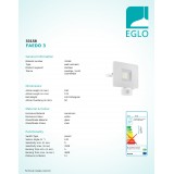 EGLO 33158 | Faedo Eglo fényvető lámpa - Samsung Chip mozgásérzékelő, fényérzékelő szenzor - alkonykapcsoló elforgatható alkatrészek 1x LED 2750lm 4000K IP44 fehér, áttetsző