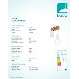 EGLO 33162 | Townshend Eglo falikar lámpa 1x E27 fehér, barna