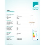 EGLO 33165 | Townshend Eglo függeszték lámpa 6x E27 fehér, barna