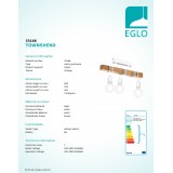EGLO 33166 | Townshend Eglo mennyezeti lámpa 3x E27 fehér, barna