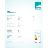 EGLO 33167 | Townshend Eglo álló lámpa 166,5cm vezeték kapcsoló 2x E27 fehér, barna