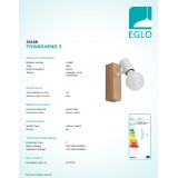 EGLO 33168 | Townshend-3 Eglo spot lámpa elforgatható alkatrészek 1x E27 barna, fehér