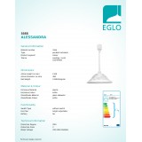 EGLO 3355 | Alassandra Eglo függeszték lámpa állítható magasság 1x E27 fehér, alabástrom