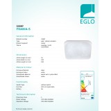 EGLO 33597 | Frania-S Eglo fali, mennyezeti lámpa négyzet 1x LED 900lm 4000K fehér, kristály hatás