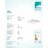 EGLO 33603 | Frania Eglo fali, mennyezeti lámpa négyzet 1x LED 1600lm 4000K IP44 fehér