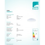 EGLO 33606 | Frania-S Eglo fali, mennyezeti lámpa kerek 1x LED 3900lm 4000K fehér, kristály hatás