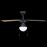 EGLO 35122 | Fortaleza Eglo ventilátoros lámpa mennyezeti 2x húzókapcsoló 1x E27 matt fekete, tölgy, opál