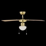 EGLO 35123 | Fortaleza Eglo ventilátoros lámpa mennyezeti 2x húzókapcsoló 1x E27 bronzozott, tölgy, dió