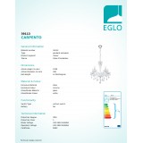 EGLO 39113 | Carpento Eglo csillár lámpa 5x E14 króm, fehér, kristály