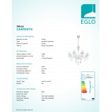 EGLO 39114 | Carpento Eglo csillár lámpa 8x E14 króm, fehér, kristály