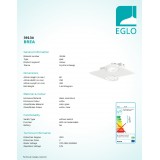 EGLO 39134 | Brea Eglo fali, mennyezeti lámpa szabályozható fényerő, elforgatható fényforrás 2x LED 960lm 3000K fehér, áttetsző, szatén