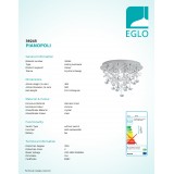 EGLO 39245 | Pianopoli Eglo mennyezeti lámpa szabályozható fényerő 15x LED 3225lm 3000K króm, áttetsző