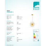 EGLO 39255 | Vivaldo1 Eglo függeszték lámpa 21x G4 2100lm arany, áttetsző