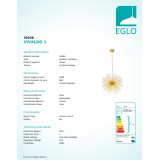 EGLO 39256 | Vivaldo1 Eglo függeszték lámpa 32x G4 3200lm arany, áttetsző