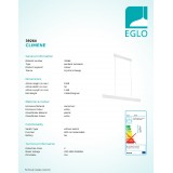 EGLO 39264 | Climene Eglo függeszték lámpa szabályozható fényerő 1x LED 2500lm + 1x LED 1000lm 3000K fehér