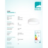 EGLO 39286 | Marghera-1 Eglo mennyezeti lámpa kerek szabályozható fényerő 1x LED 3000lm 3000K fehér