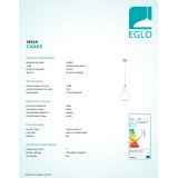 EGLO 39319 | Cados Eglo függeszték lámpa 1x LED 630lm 3000K fehér