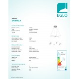 EGLO 39326 | Santiga Eglo függeszték lámpa szabályozható fényerő 12x LED 4400lm 3000K matt nikkel, fehér