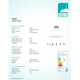 EGLO 39327 | Santiga Eglo függeszték lámpa szabályozható fényerő 20x LED 7400lm 3000K matt nikkel, fehér