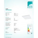 EGLO 39465 | Escondida Eglo mennyezeti lámpa négyzet távirányító szabályozható fényerő, állítható színhőmérséklet 1x LED 4900lm 2700 <-> 6500K fehér