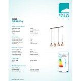 EGLO 39507 | Siracusa Eglo függeszték lámpa 4x E27 barna, réz