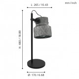 EGLO 39857 | Hilcott Eglo asztali lámpa 48cm vezeték kapcsoló 1x E27 fekete, cink