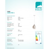 EGLO 43001 | Carlton-1 Eglo függeszték lámpa 1x E27 fehér, arany