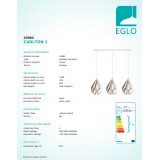 EGLO 43002 | Carlton-1 Eglo függeszték lámpa 3x E27 fehér, arany