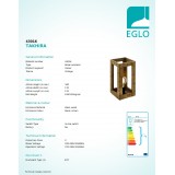 EGLO 43016 | Takhira Eglo asztali lámpa 34cm vezeték kapcsoló 1x E27 fekete, barna, fa.