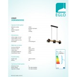 EGLO 43045 | Hornwood Eglo függeszték lámpa elforgatható alkatrészek 3x E27 fekete, natúr, krémszín