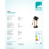 EGLO 43047 | Hornwood Eglo asztali lámpa 42cm vezeték kapcsoló elforgatható alkatrészek 1x E27 fekete, natúr, krémszín
