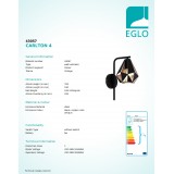 EGLO 43057 | Carlton-1 Eglo falikar lámpa 1x E27 fekete, vörösréz