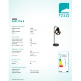 EGLO 43058 | Carlton-1 Eglo asztali lámpa 50,5cm vezeték kapcsoló 1x E27 fekete, vörösréz