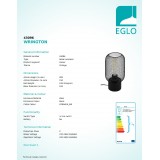 EGLO 43096 | Wrington Eglo asztali lámpa 28,5cm vezeték kapcsoló 1x E27 fekete
