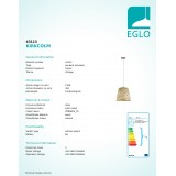 EGLO 43113 | Kirkcolm Eglo függeszték lámpa 1x E27 szatén nikkel, natúr