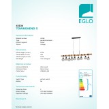 EGLO 43134 | Townshend-5 Eglo függeszték lámpa 9x E27 fekete, natúr, barna