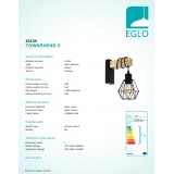 EGLO 43135 | Townshend-5 Eglo falikar lámpa 1x E27 fekete, natúr, barna