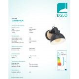 EGLO 43164 | Lubenham Eglo falikar lámpa elforgatható alkatrészek 1x E27 fekete, natúr, barna