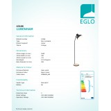 EGLO 43166 | Lubenham Eglo álló lámpa 160cm taposókapcsoló elforgatható alkatrészek 1x E27 fekete, natúr, barna