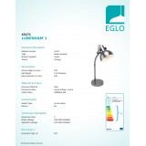 EGLO 43171 | Lubenham-1 Eglo asztali lámpa 57cm vezeték kapcsoló elforgatható alkatrészek 1x E27 antikolt nikkel, krémszín