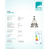 EGLO 43194 | Rampside Eglo függeszték lámpa 6x E27 fekete, natúr