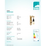 EGLO 43197 | Rampside Eglo falikar lámpa vezeték kapcsoló 1x E27 fekete, natúr, barna